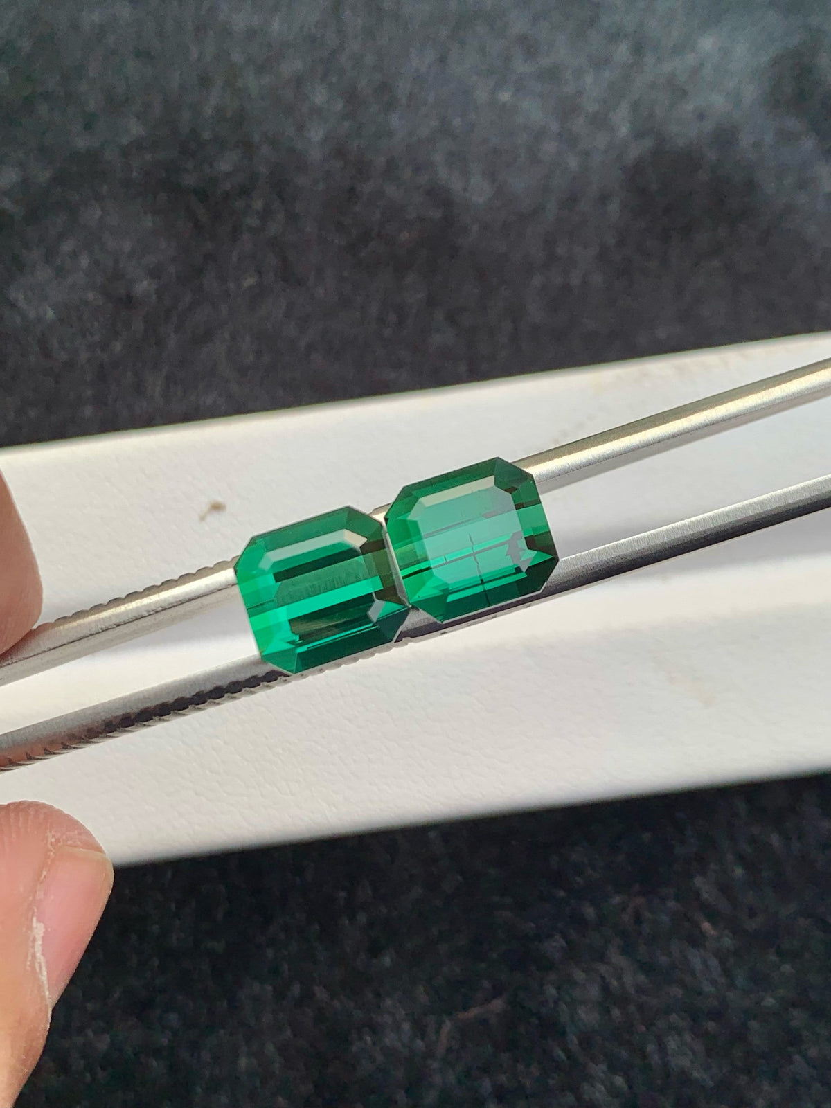 Emerald Cut Forest Green Tourmaline Pair: 8.80 CT Afghanistan Gemstones