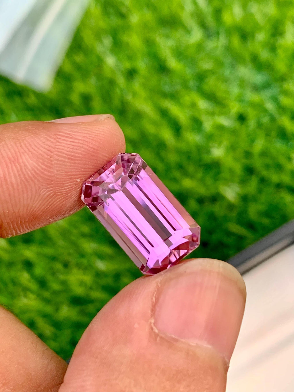 12.25 Carat Pink Kunzite Gemstone: Nigerian Emerald Cut Spodumene