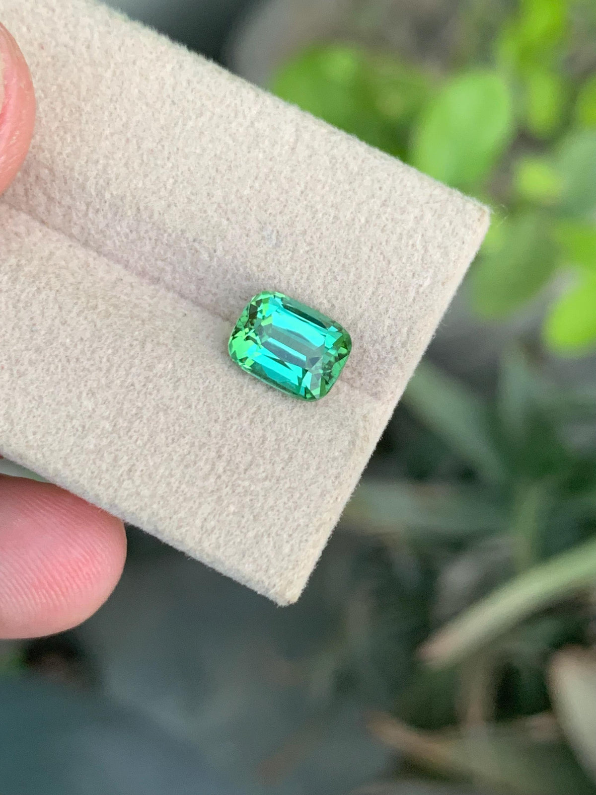 2.10 CT Natural Bluish Green Tourmaline Gemstone: Cushion Cut Stone