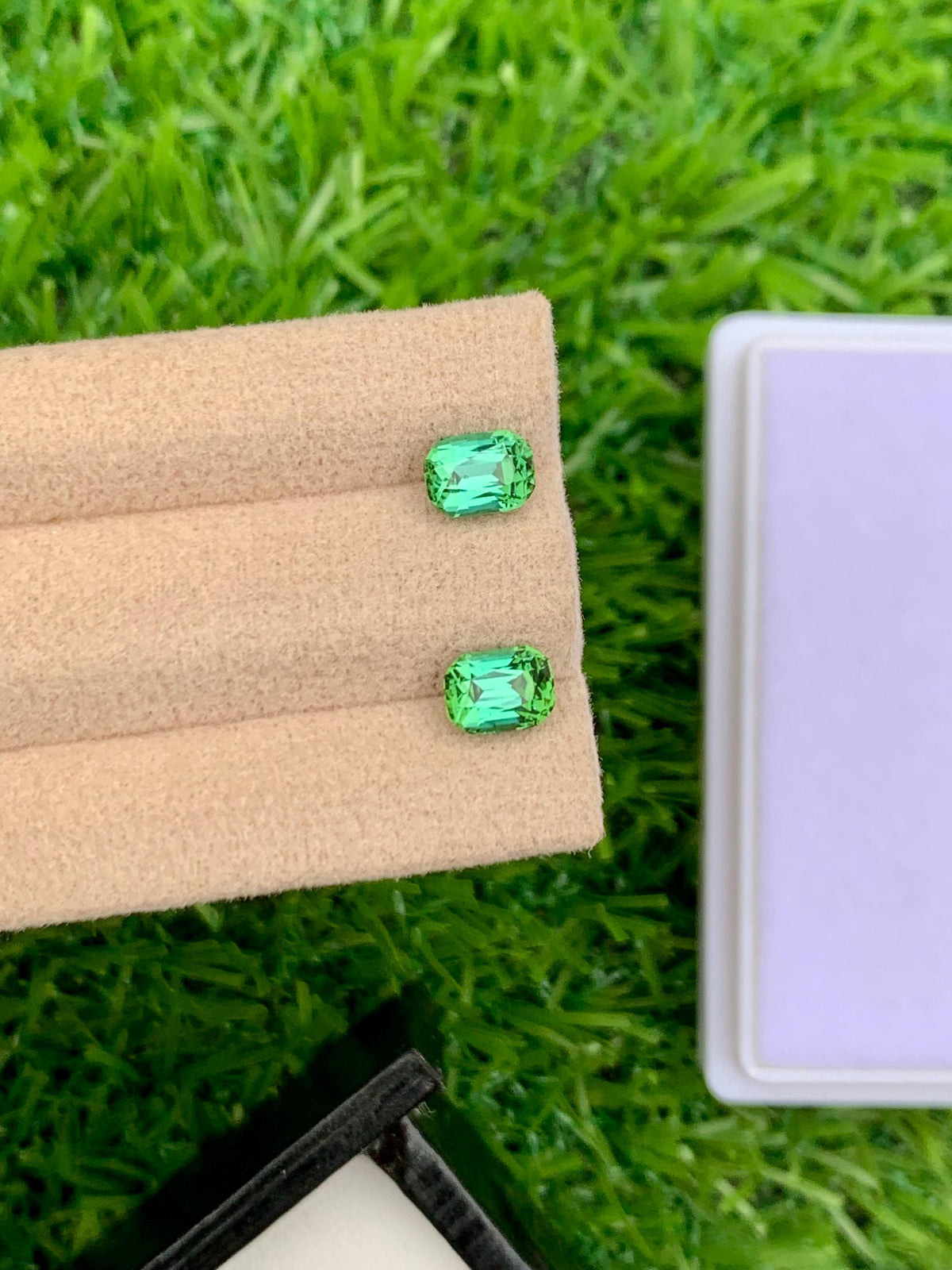 Blue Green Tourmaline Stone Pair: Cushion Cut Gemstones, 2.10 CT