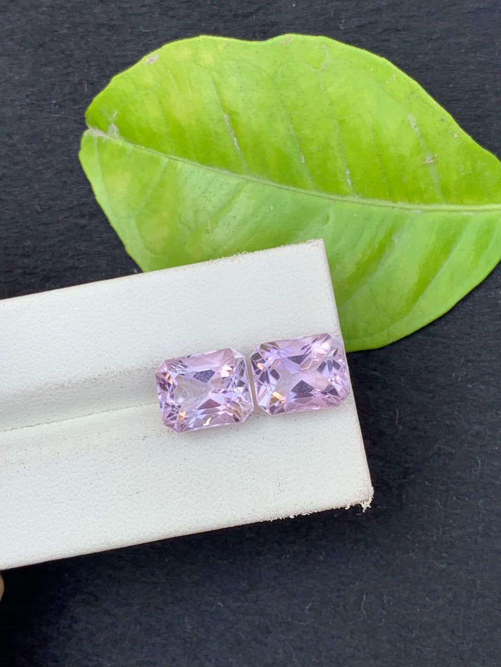 Emerald Cut Amethyst Gemstone Pair: Zambia Purple Stone, 10.20 CT