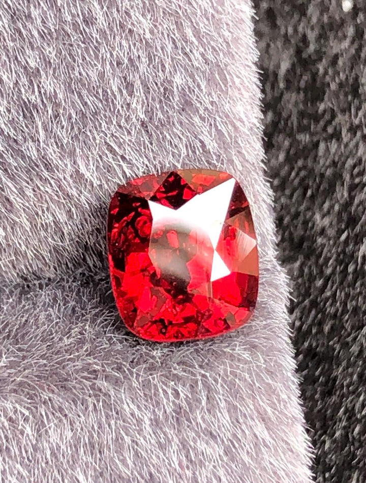 Vivid Red Spinel 1.84ct Step Cushion Cut - Burma Gemstone Loose Stone