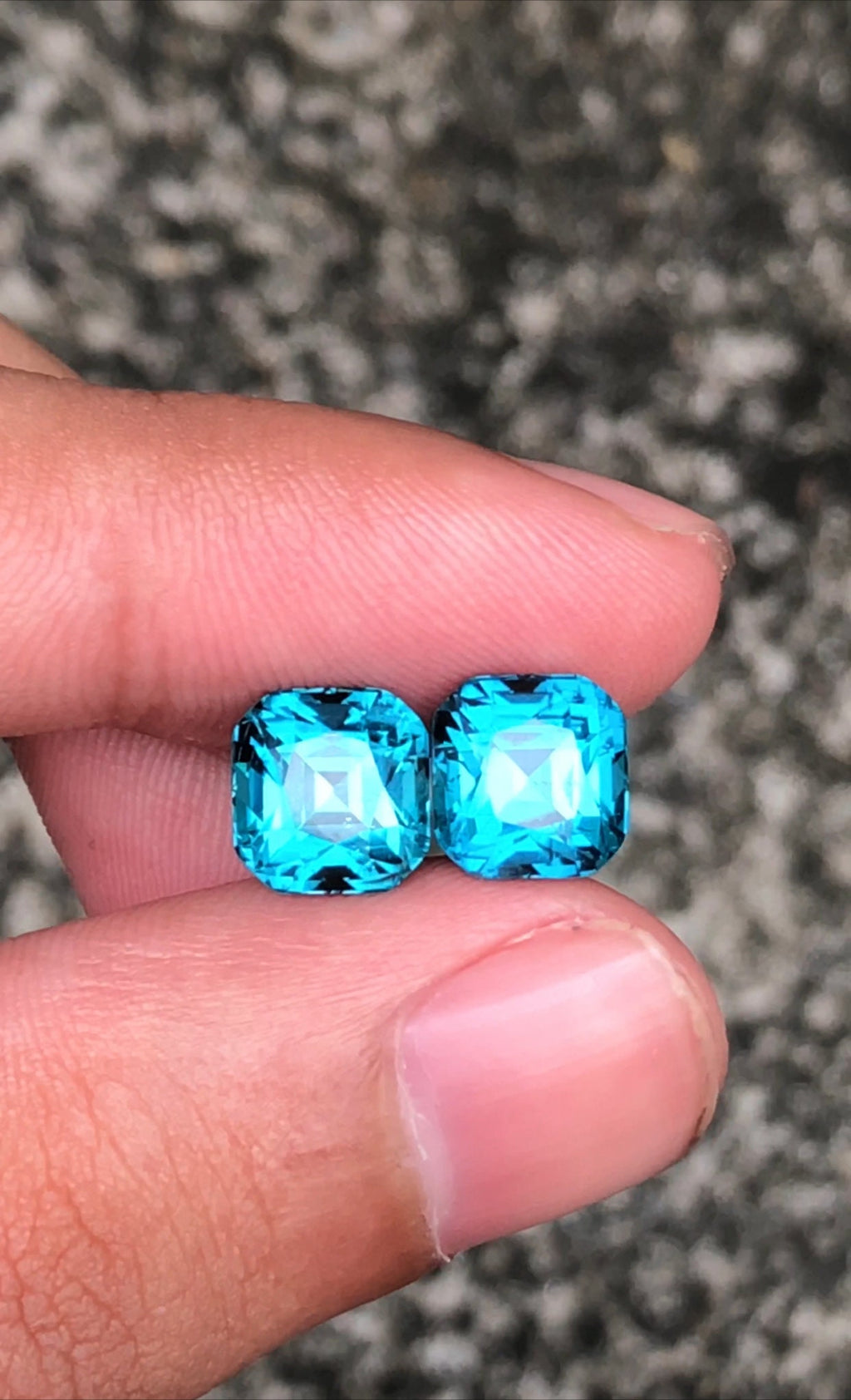 Lagoon Blue Tourmaline Stone Pair: Cushion Cut October Birthstone, 6.90 CT