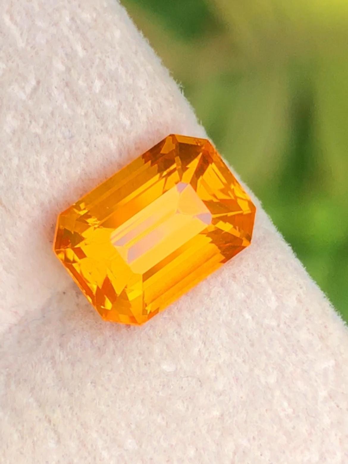 Orangy Yellow Sapphire 3.02 ct Emerald Octagonal Cut Madagascar With Certificate