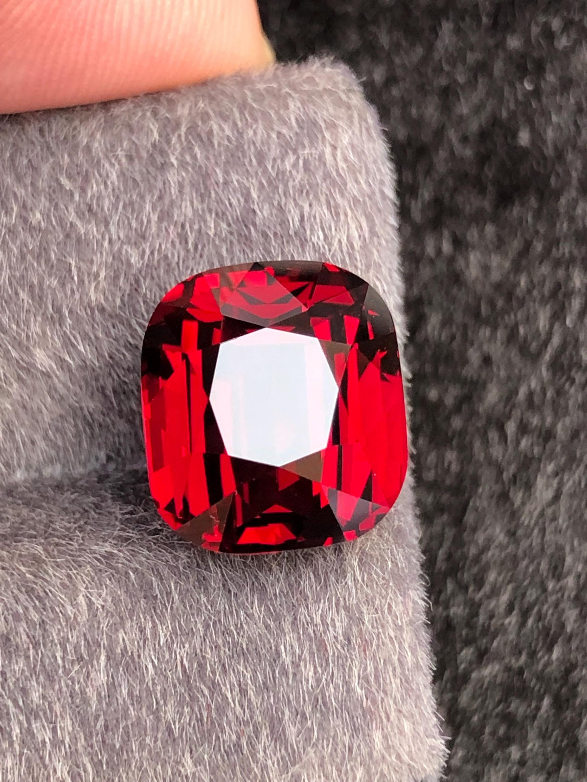 Red Rhodolite Garnet Cushion Cut 12.40 ct from Tanga Mine Tanzania