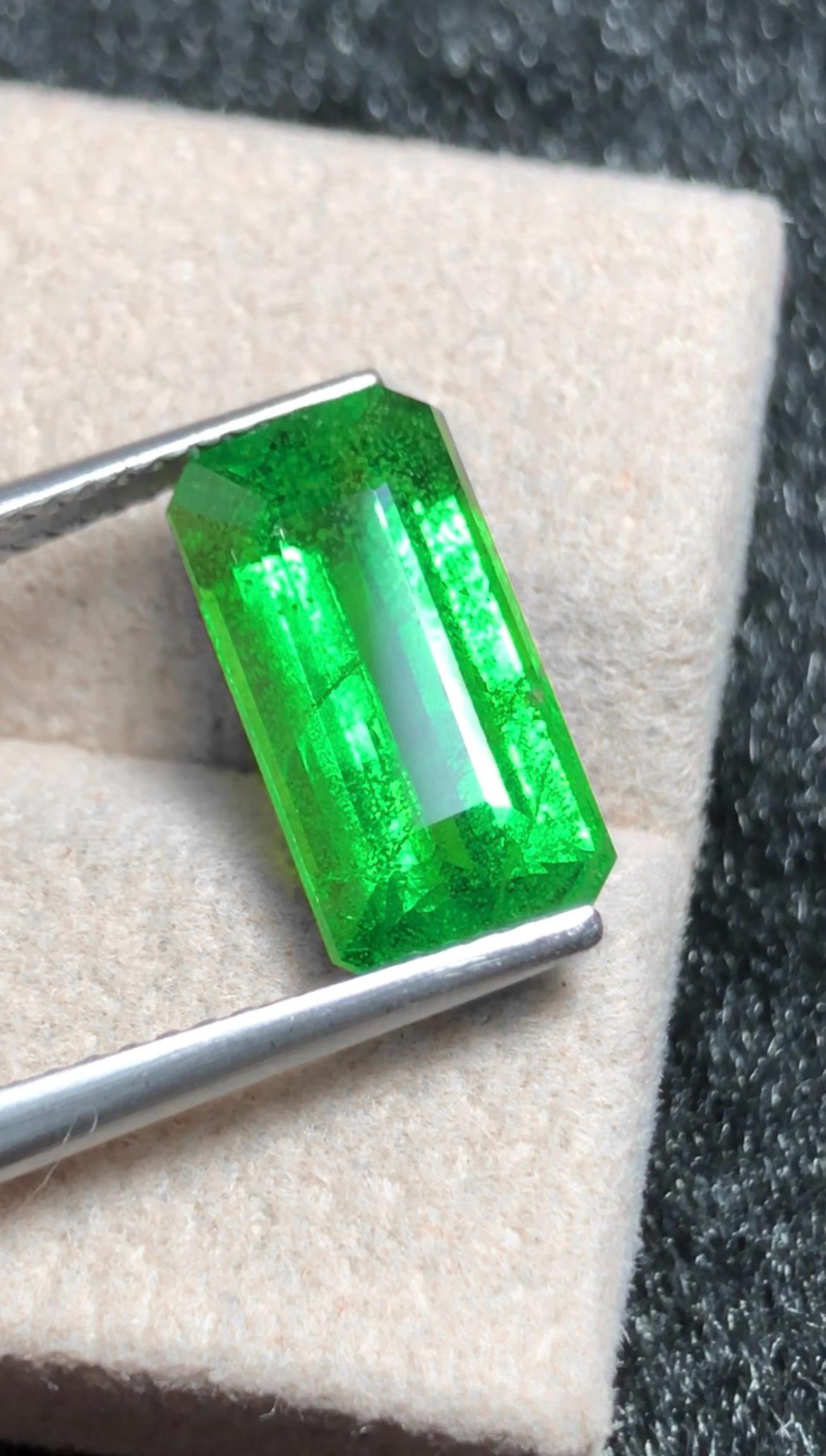 Tsavorite Garnet 4.38 ct Emerald Cut – Vivid Green Garnet from Tanzania