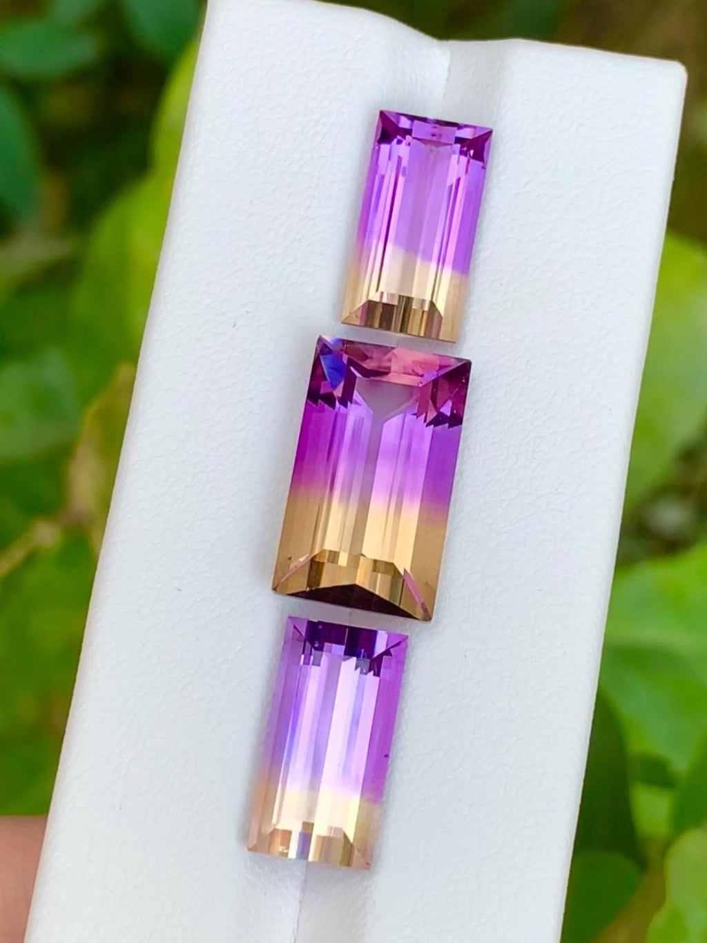 Ametrine 32.50ct Set • Matched Pair & Center Stone • Baguette Rectangular Cut Brazil