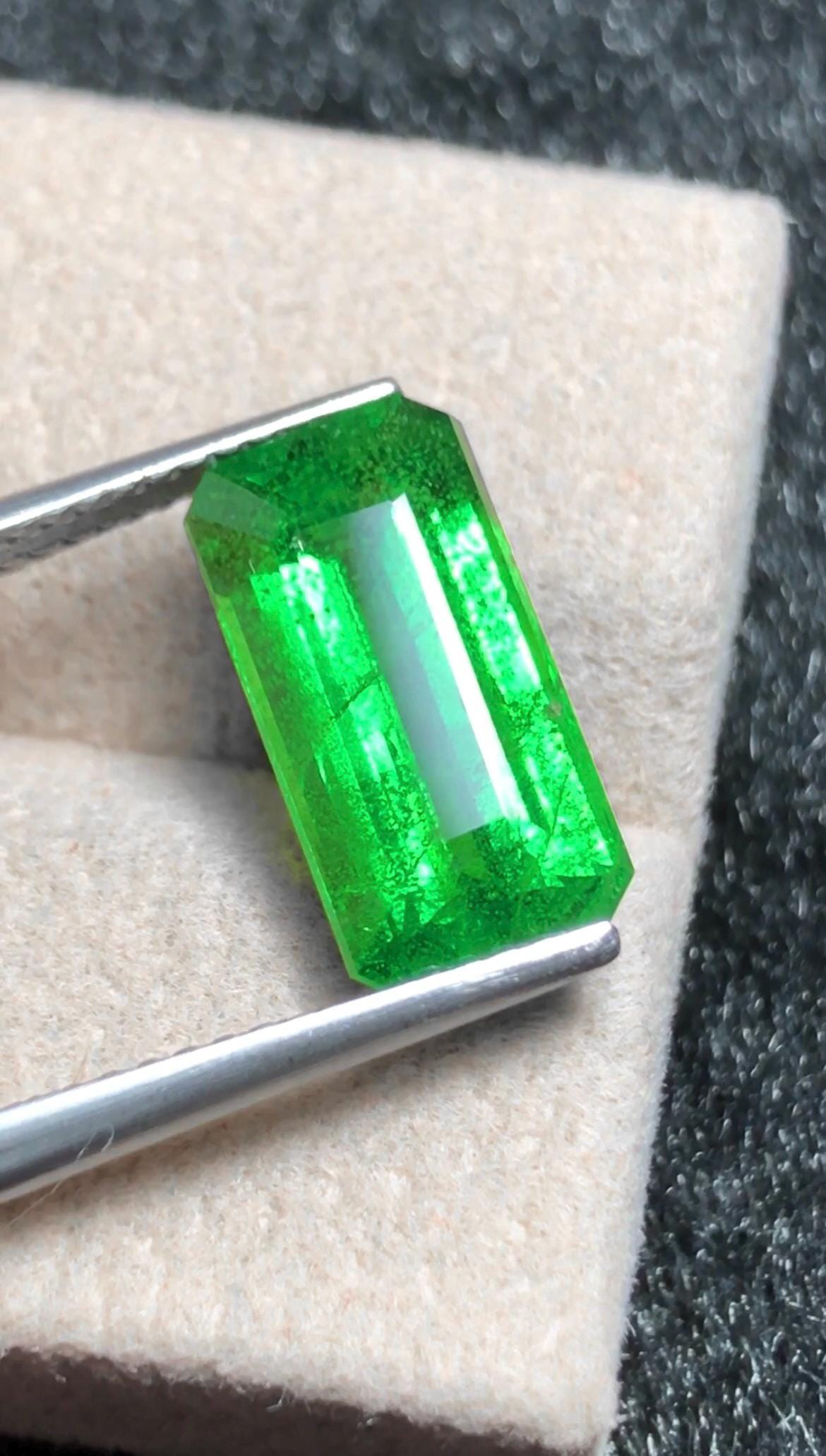 Tsavorite Garnet 4.38 ct Emerald Cut – Vivid Green Garnet from Tanzania