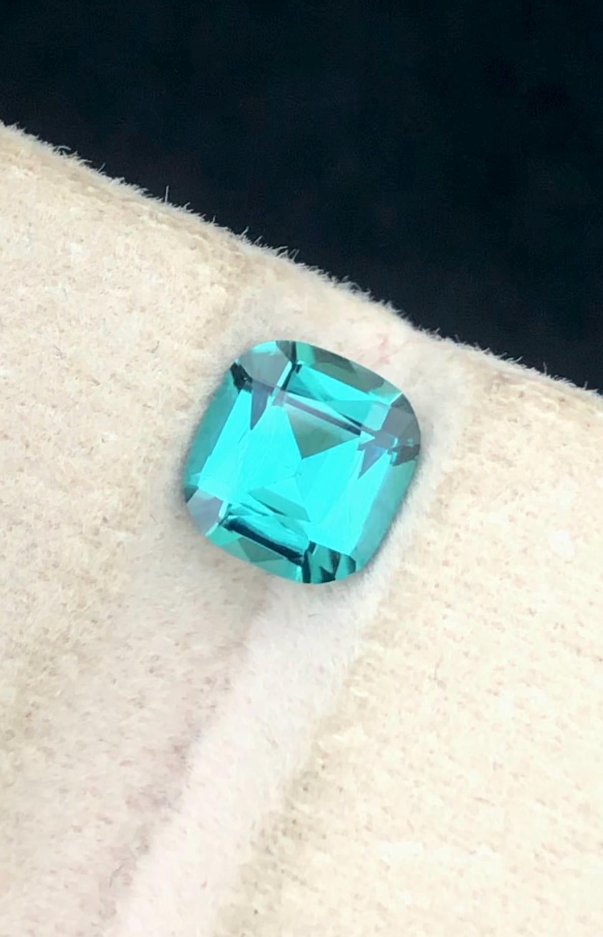 Blue Lagoon Tourmaline Gemstone: 1.25 CT Cushion Cut, Afghanistan Origin