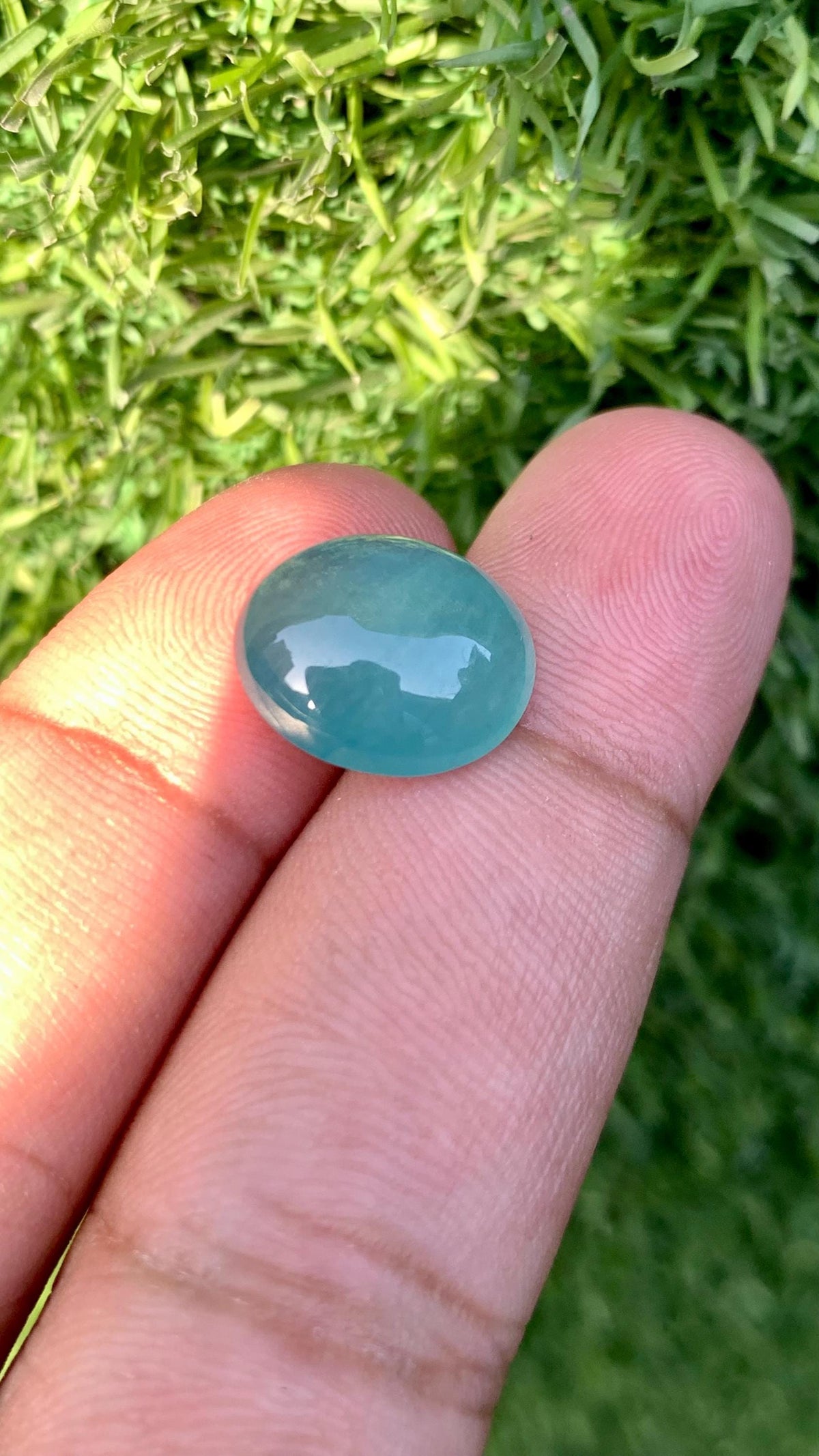 Grandidierite Gemstone Cabochon: Bluish Green, Rare Madagascar Stone, 7.40 Carats