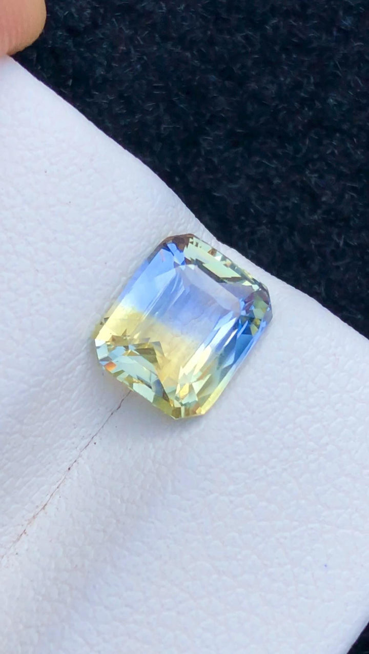 Blue Yellow Bicolor Sapphire 2.57 Carat Octagonal Radiant Cut Loose Gem Sri Lanka Certified