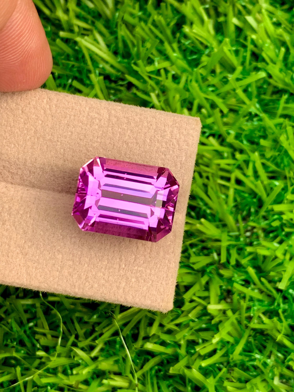 Deep Pink Kunzite Gemstone: Emerald Cut, 18.30 Carat, Afghanistan