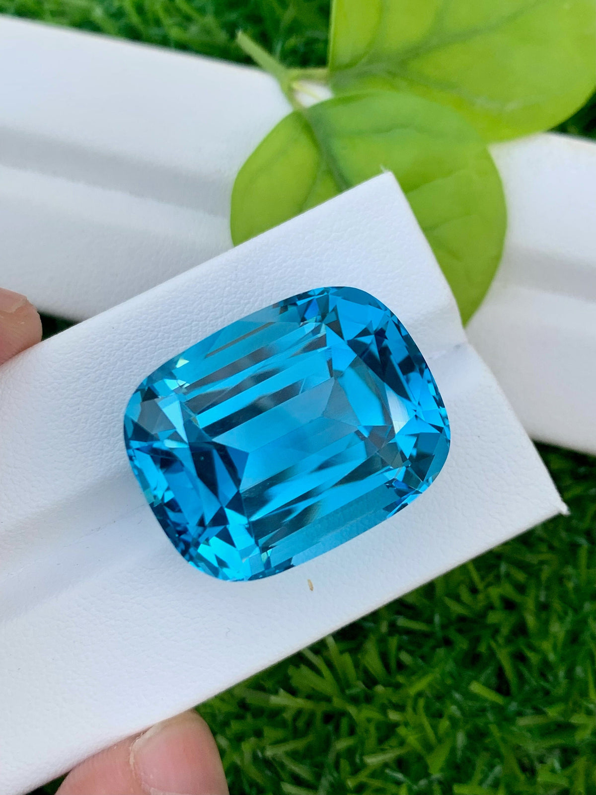 Electric Blue Topaz Gemstone: 76 CT Cushion Cut Swiss Topaz