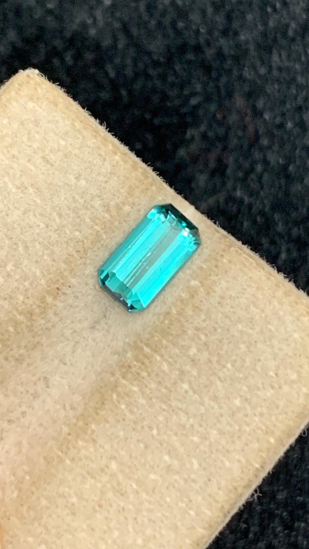 Lagoon Tourmaline Gemstone: Emerald Cut, Oceanic Blue, 0.80 Carat