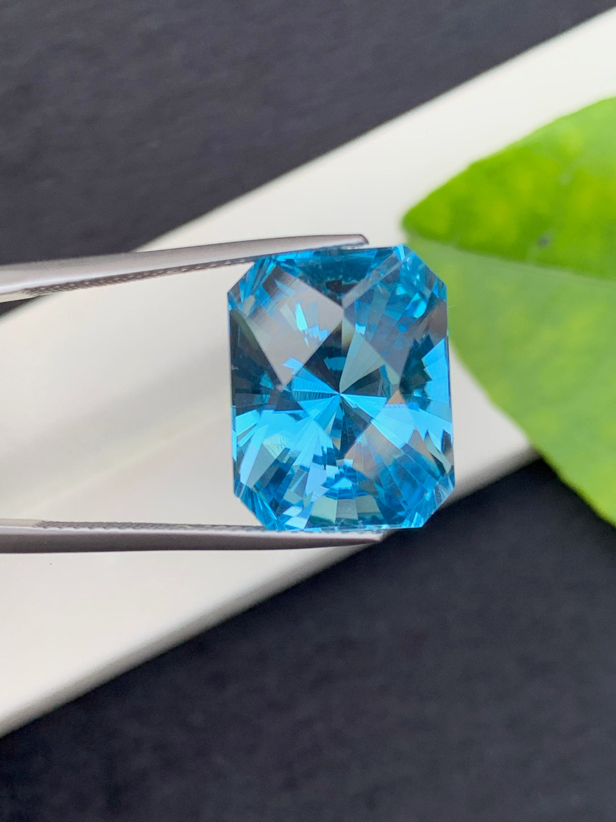 Swiss Blue Topaz Gemstone: 19 CT Emerald Cut, December Birthstone