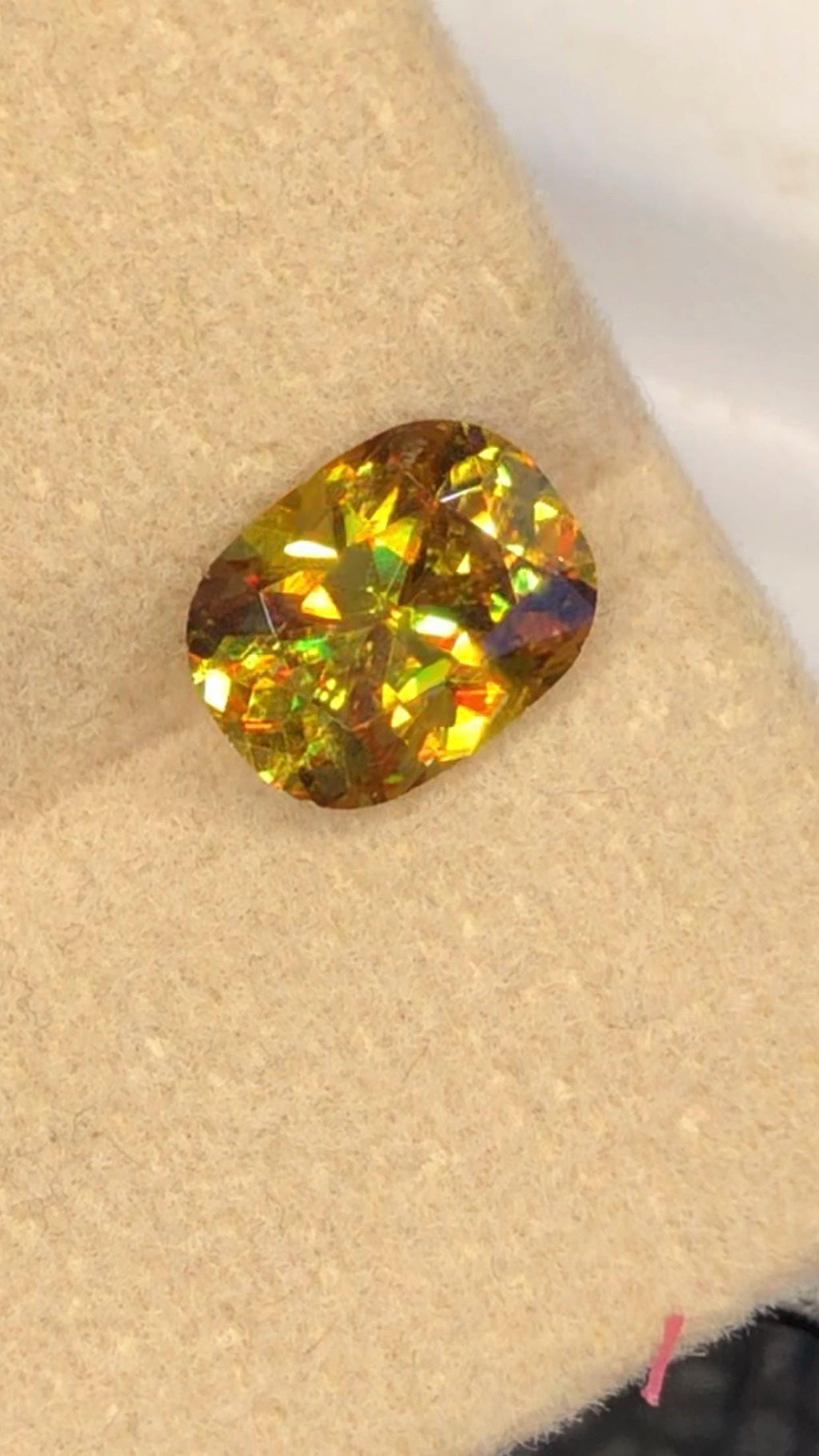 Cushion Cut Sphene Gemstone: 1.75 CT Yellow-Red Titanite, Zagi Mine