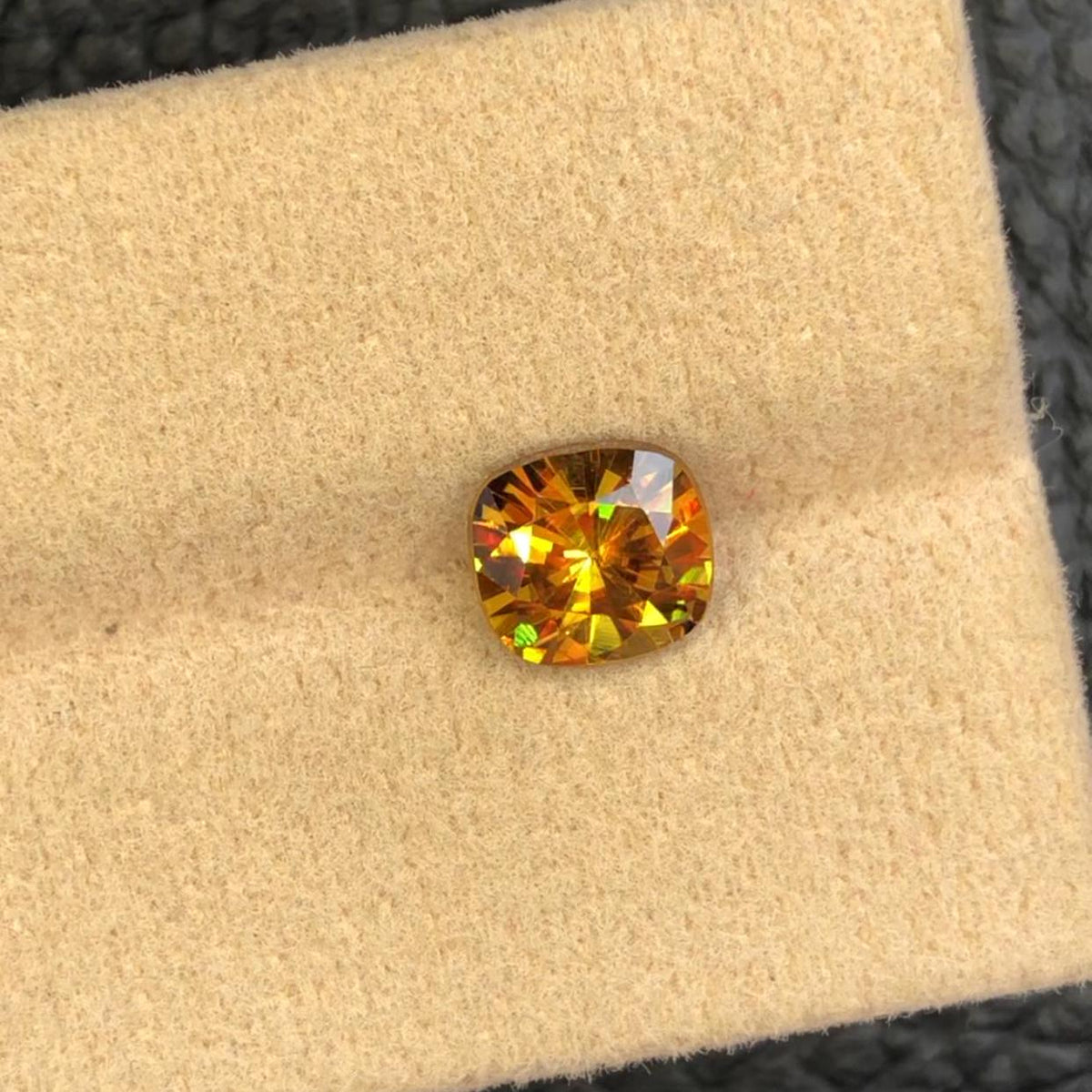 1.55 CT Cushion Cut Sphene Gemstone: AAA Fire Titanite