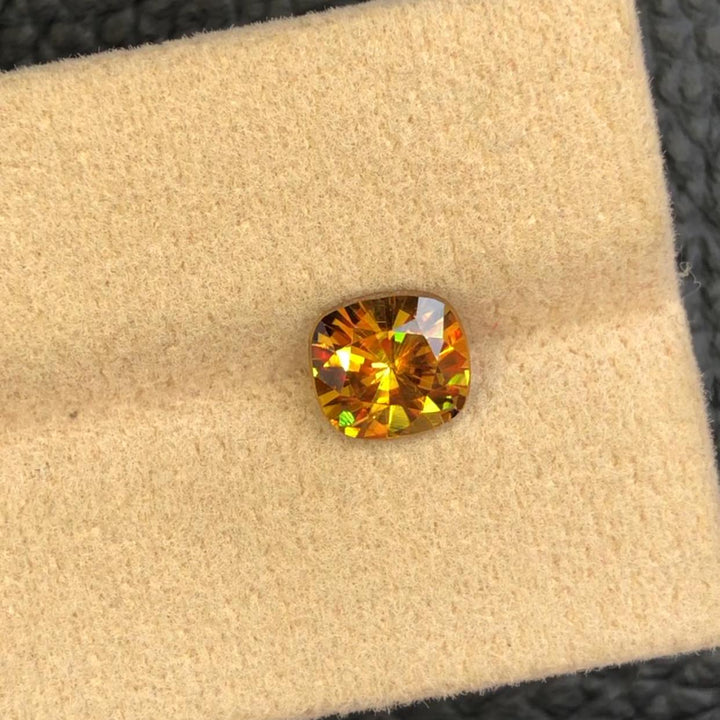 1.55 CT Cushion Cut Sphene Gemstone: AAA Fire Titanite