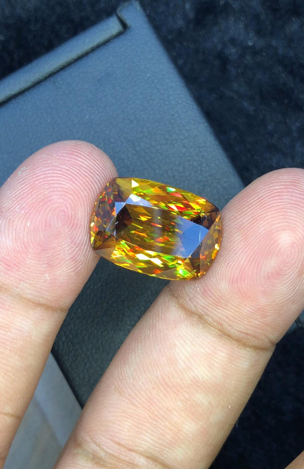 11.75 CT Cushion Cut Sphene Gemstone: Rare Trichroic Titanite, Zagi Mine