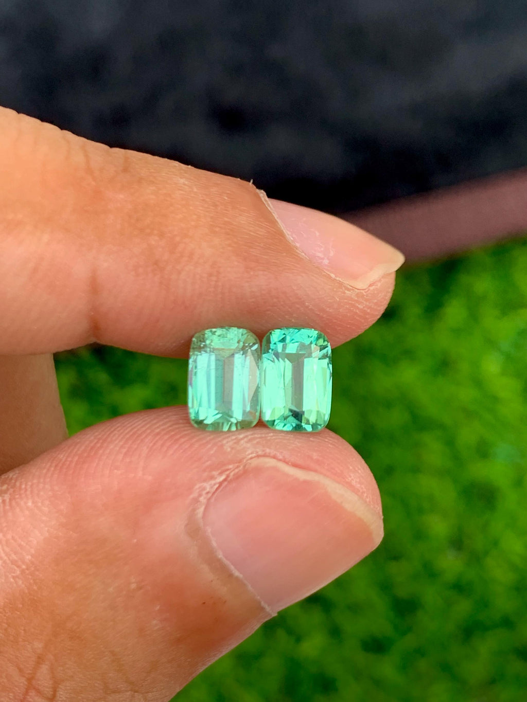 Lagoon Tourmaline 2.45ct Cushion Cut Pair from Afghanistan