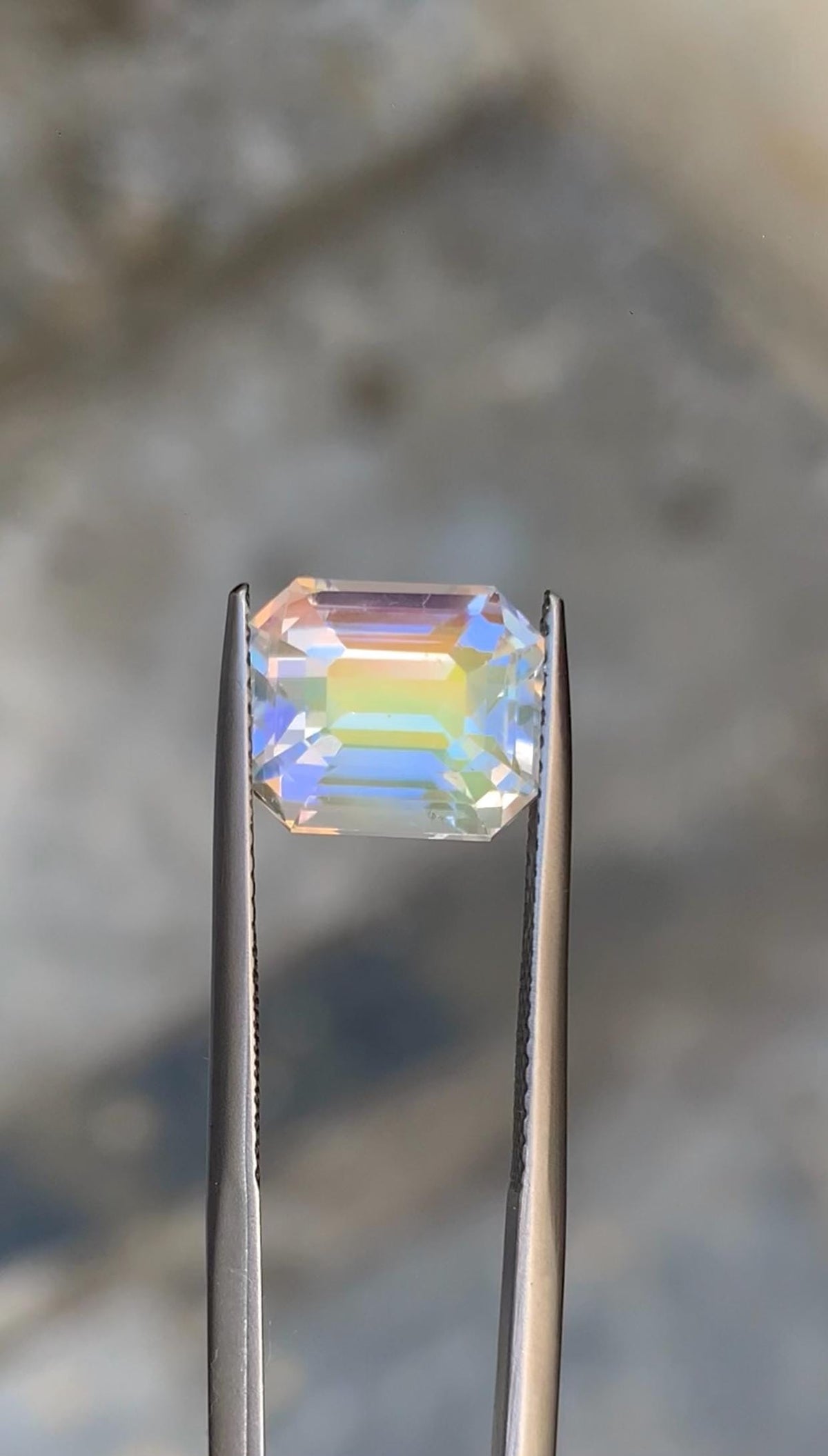 Emerald Cut Rainbow Moonstone Gemstone: Madagascar Loose Stone, 4.45 CT
