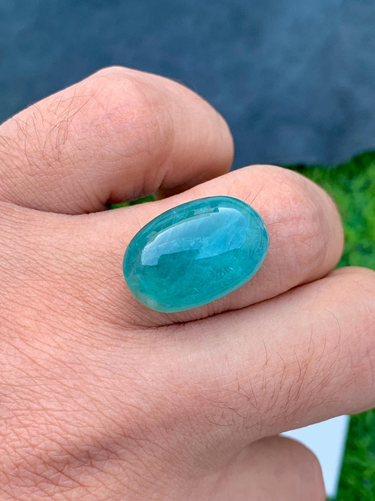 Grandidierite Gemstone Cabochon: Bluish Green, Rare Madagascar Stone, 15.30 Carats