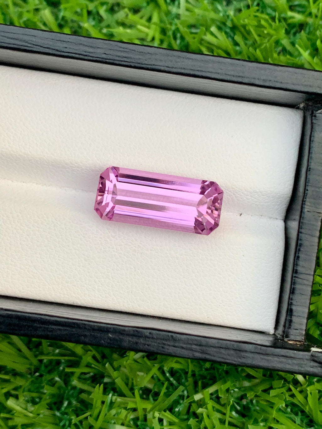 Emerald Cut Pink Kunzite Gemstone: 13.30 Carat, Afghanistan