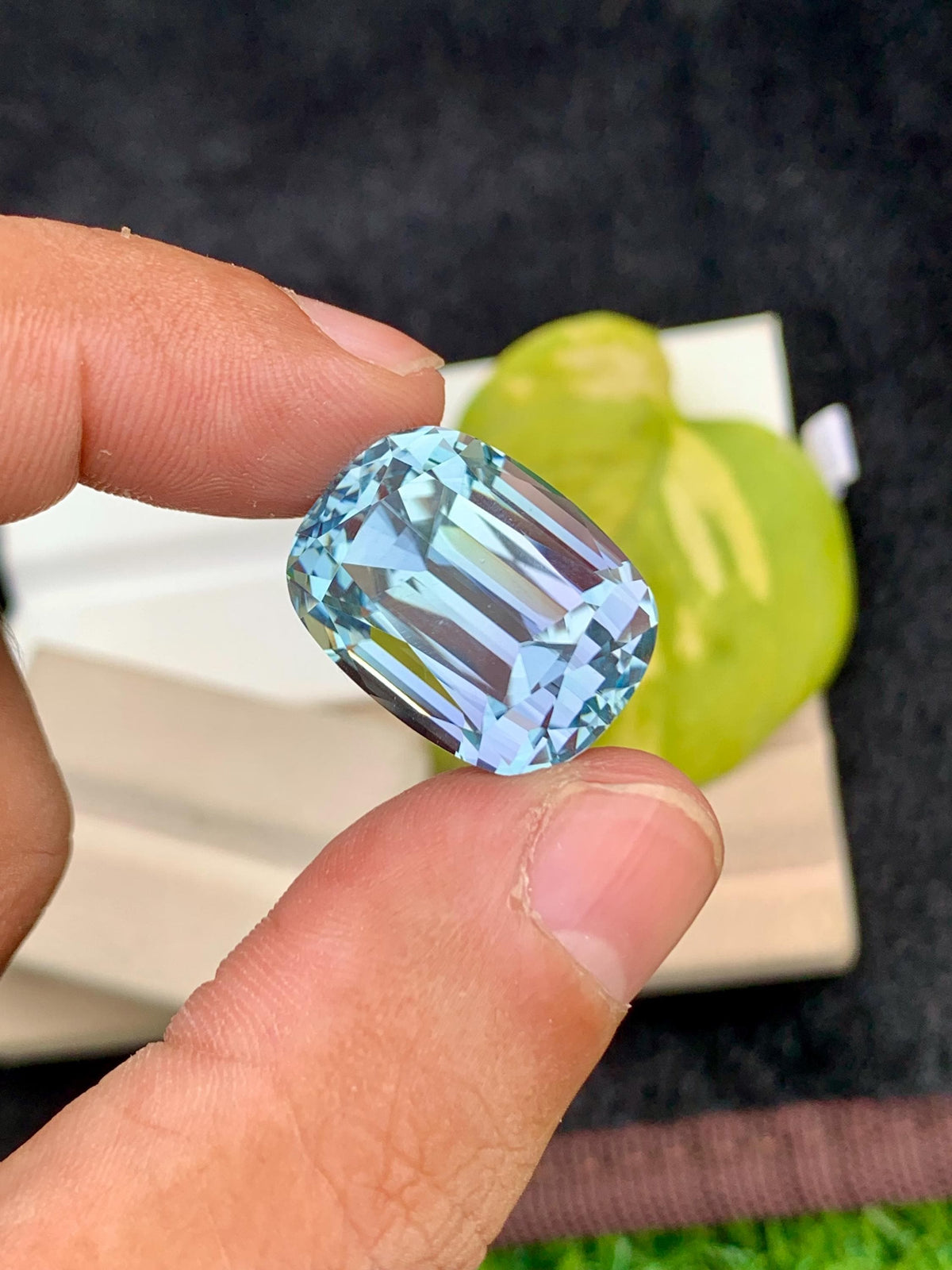Aqua Kunzite Gemstone: 38.50 CT Cushion Cut, VVS Clarity