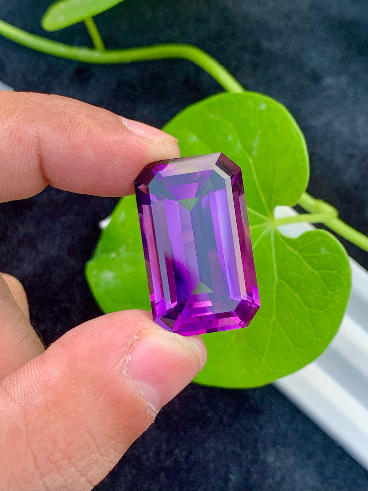 Emerald Cut Amethyst Gemstone: Natural Pinkish Purple Stone, 39.95 CT