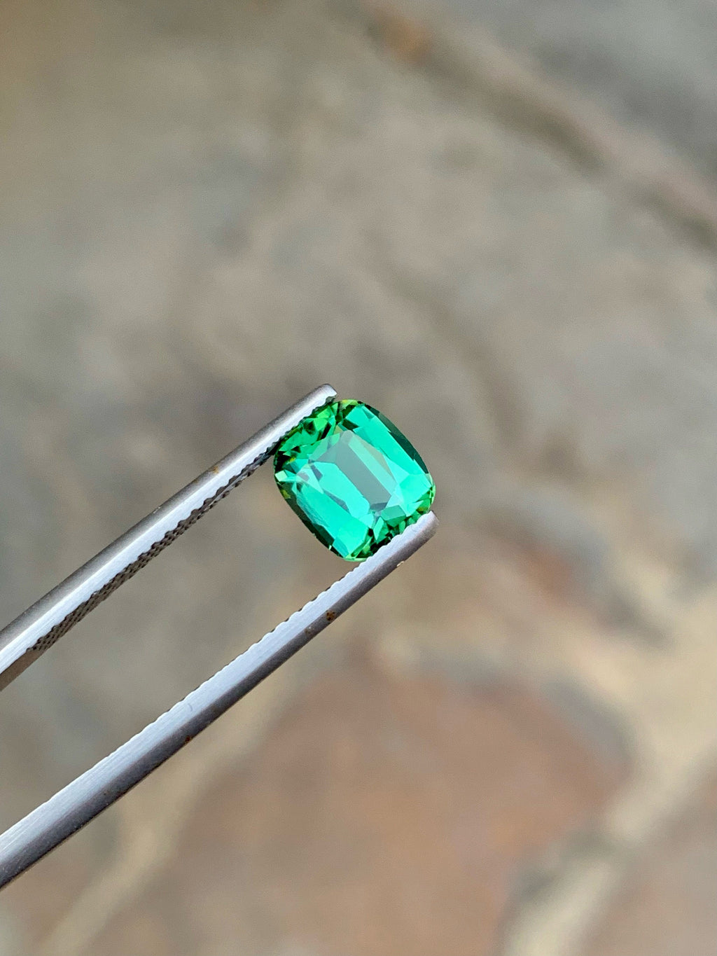 2 CT Bluish Green Tourmaline Gemstone: Cushion Cut, Afghanistan