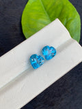 Swiss Blue Heart Shape Topaz Pair, Natural Topaz Cut Stones, 6.10 carat