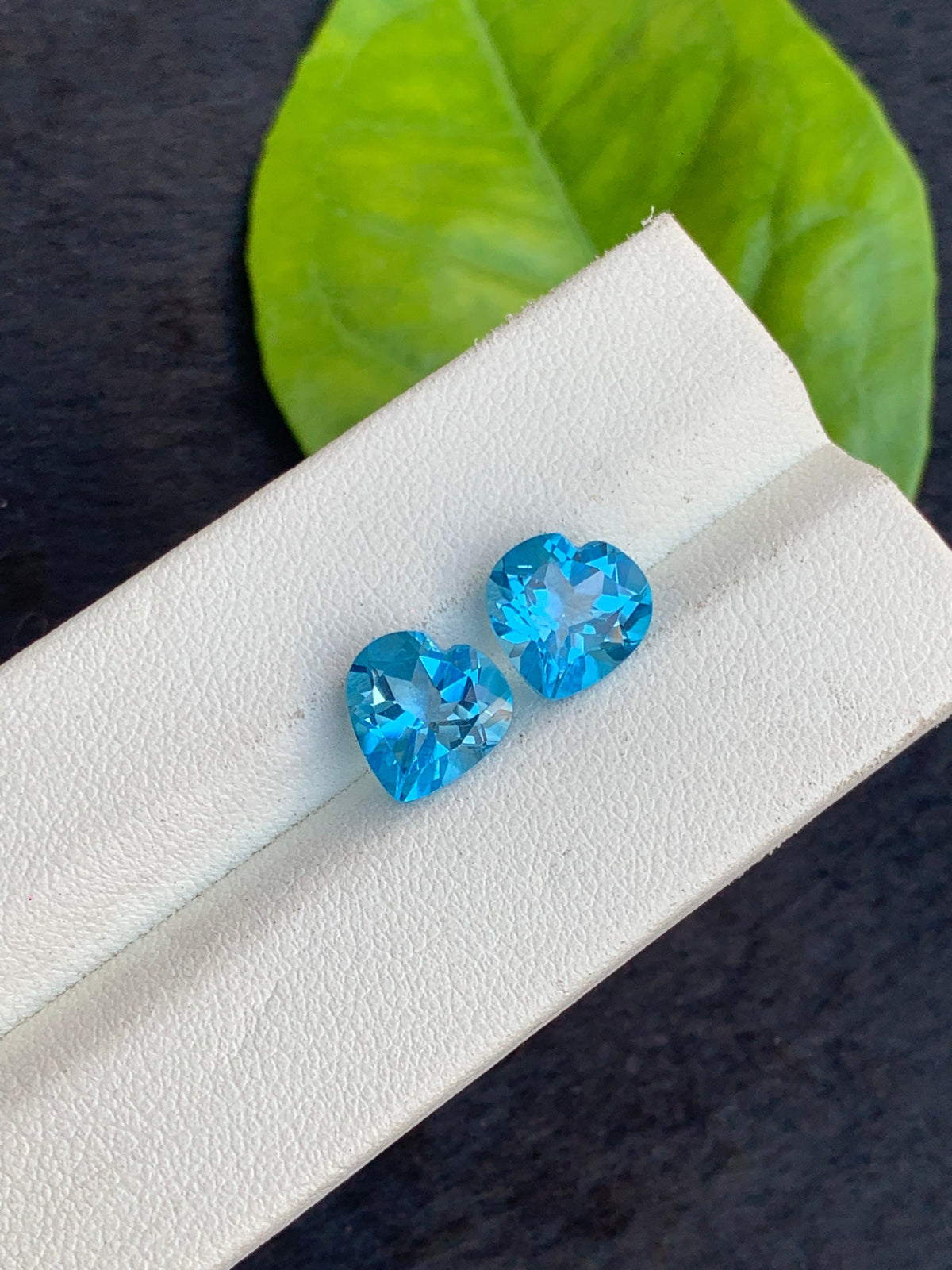 Swiss Blue Heart Shape Topaz Pair, Natural Topaz Cut Stones, 6.10 carat