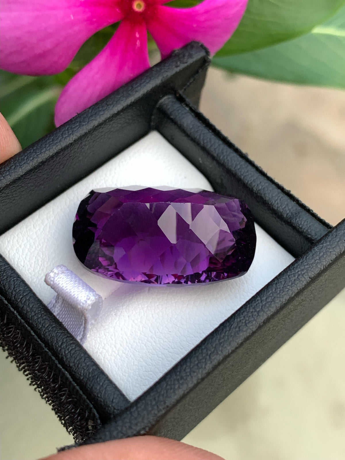 Natural Amethyst Gemstone: 32 CTS, Custom Cushion Cut, VVS Clarity