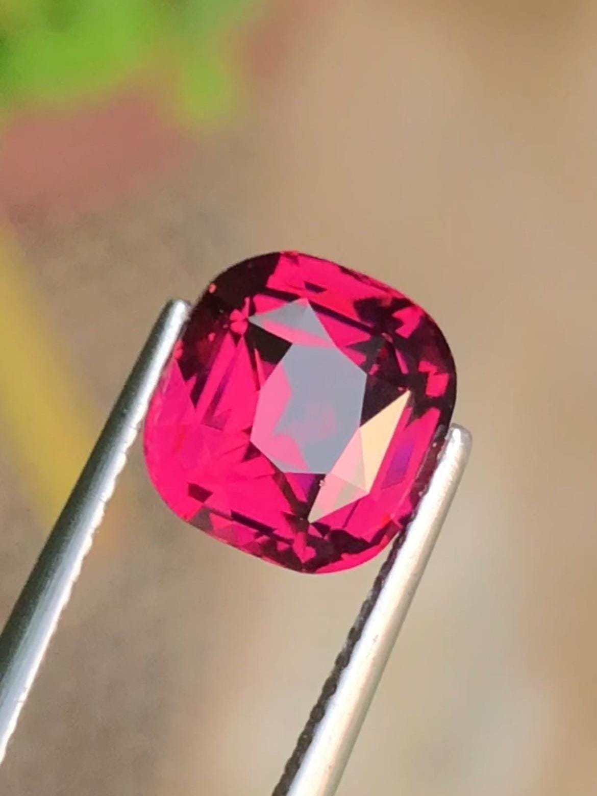 Rhodolite Garnet 4.05ct Cushion Cut – Certified Raspberry-Tone Tanzanian Gemstone