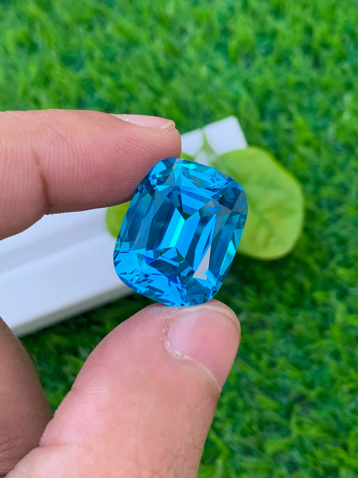 Electric Blue Topaz Gemstone: 35.65 CT Cushion Cut Swiss Topaz