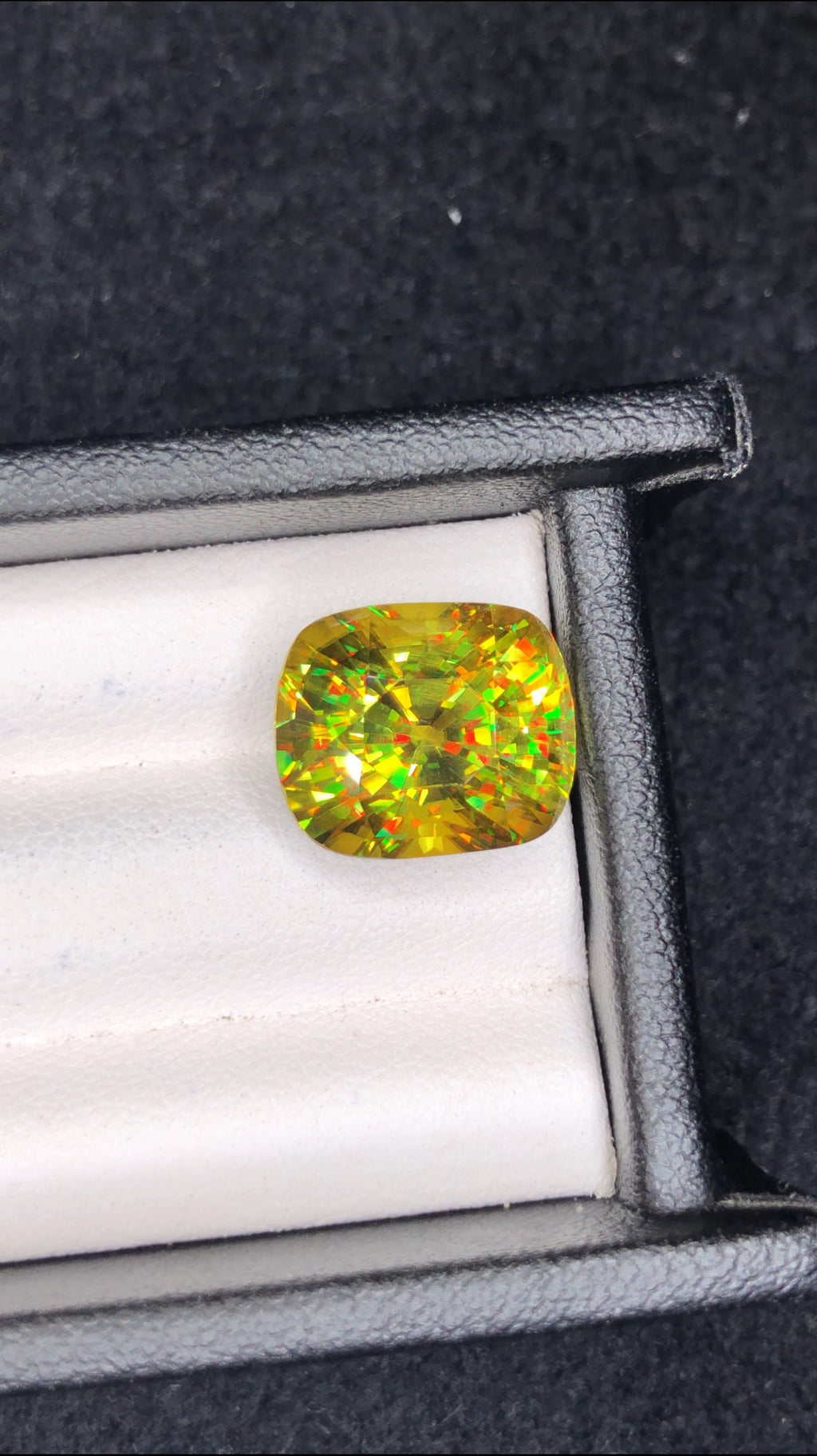 11.80 CT Green Sphene Loose Gemstone: Cushion Cut Titanite, August Birthstone