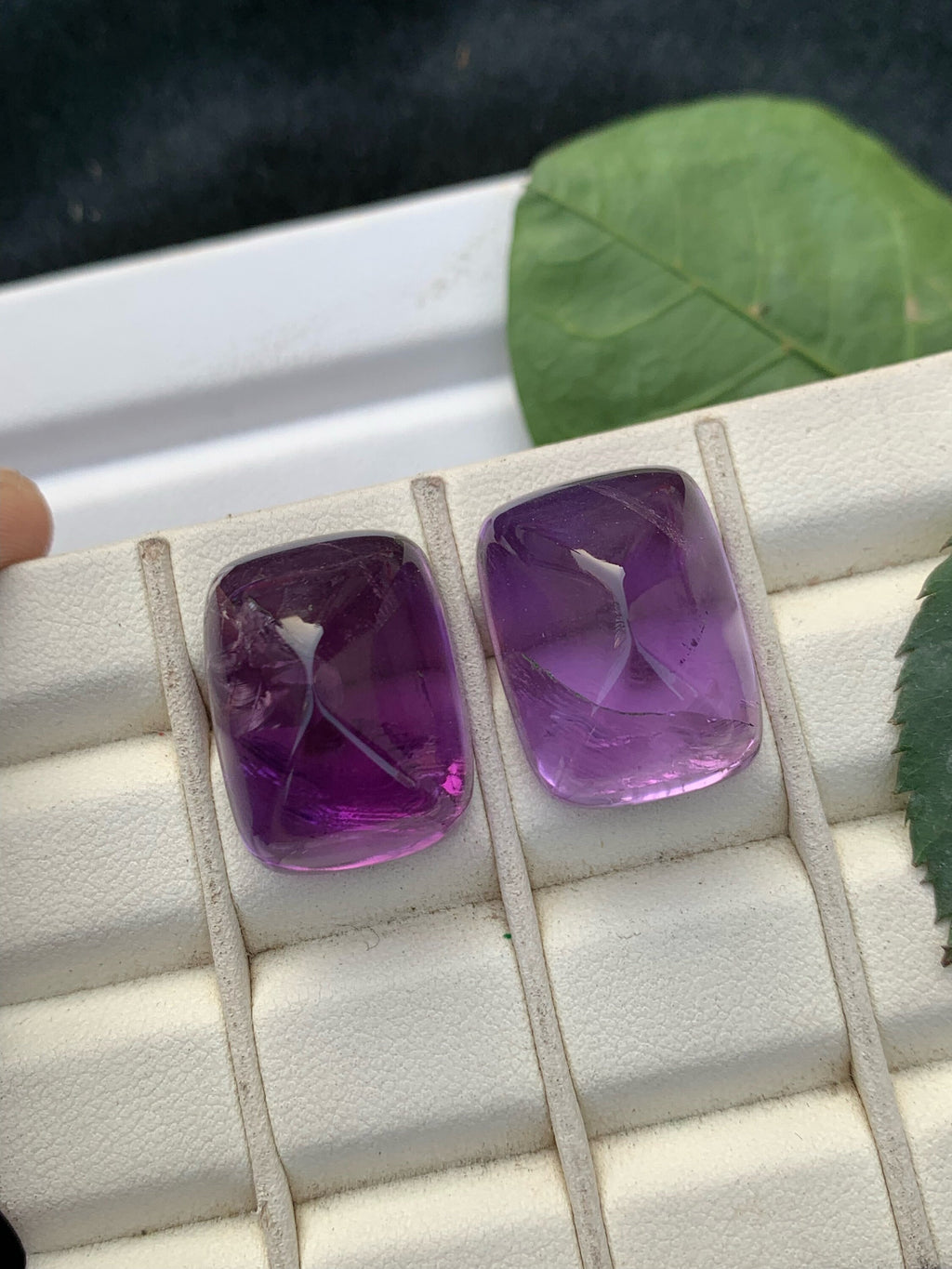 Deep Purple Amethyst Cabochon Pair: February Birthstone, 68.45 Carat