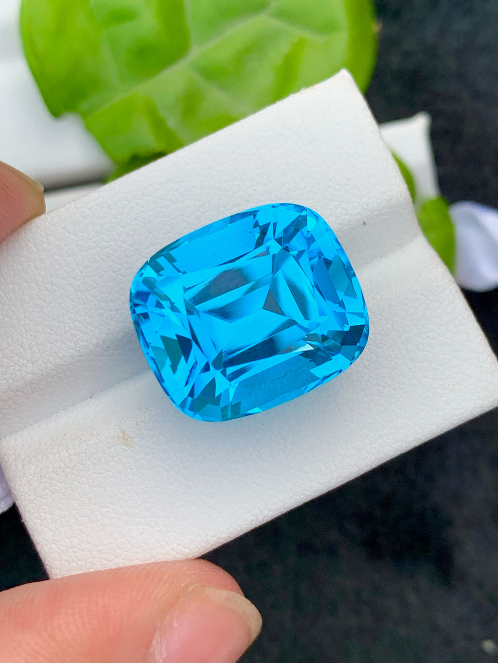 30.30 CT Swiss Blue Topaz Gemstone: Cushion Cut, Flawless IF