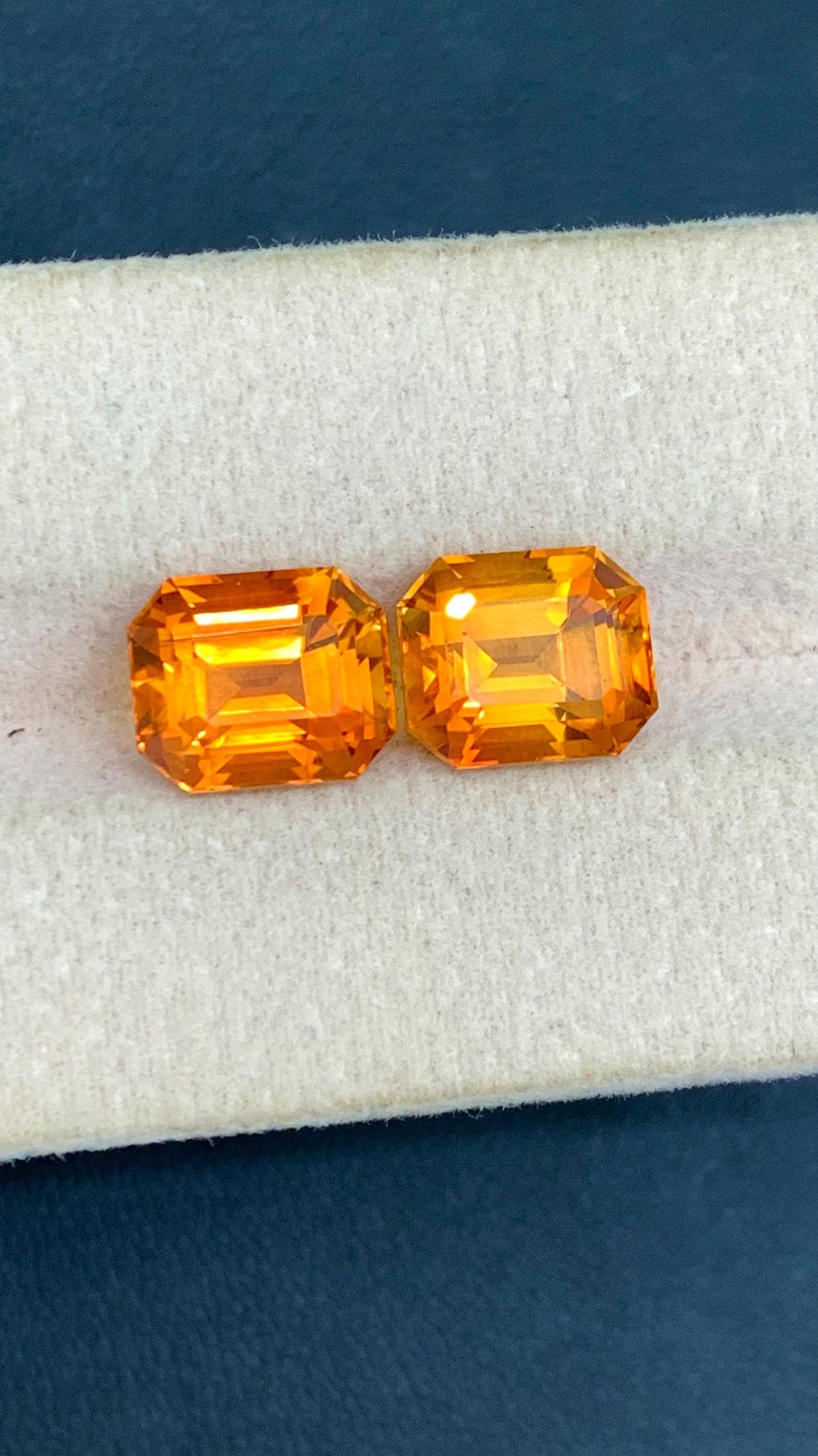 Fancy Cut Citrine Gemstone Pair: Orange Brown Jewelry Stones, 6.85 CT