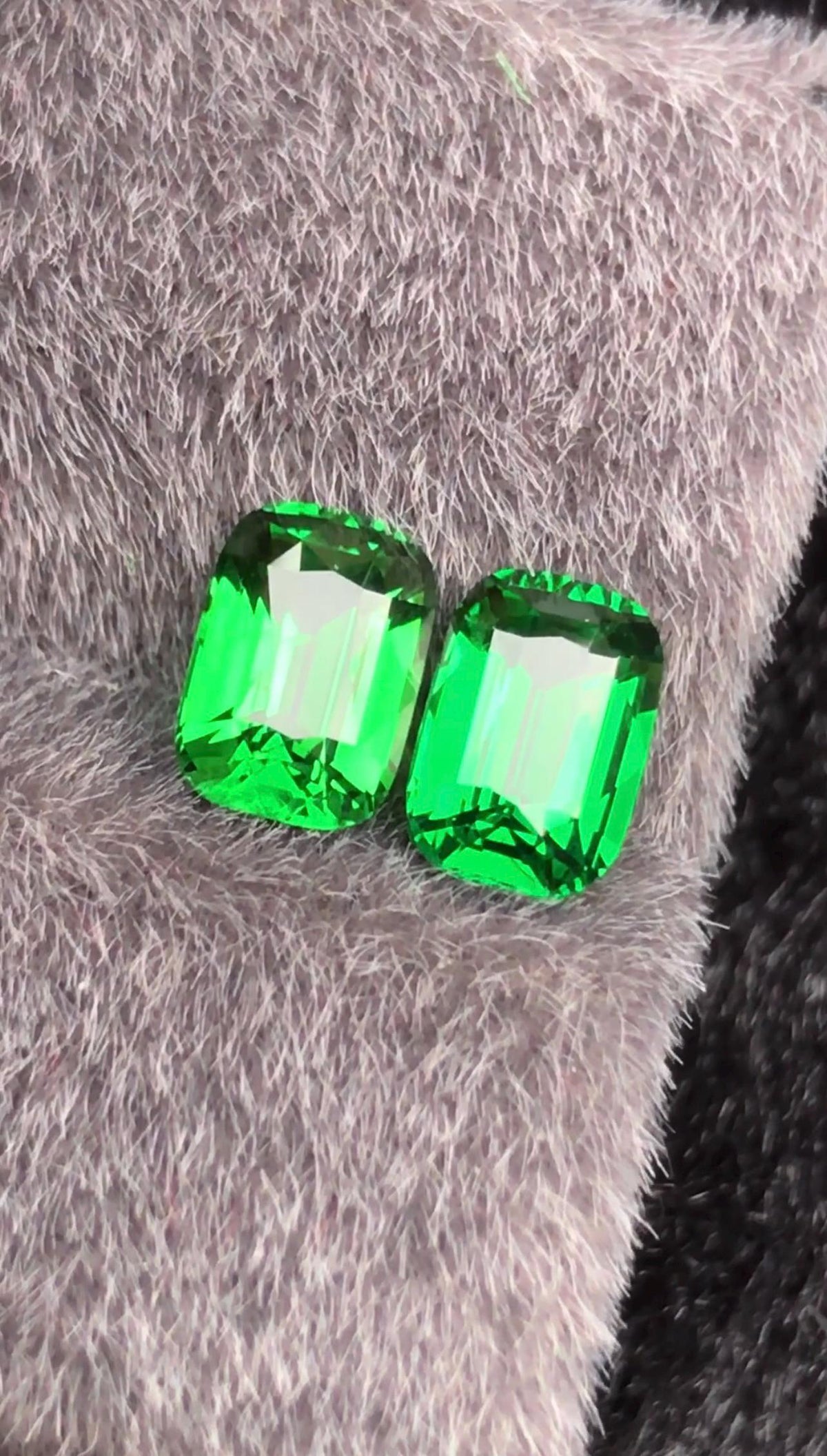 Tsavorite Garnet Pair 2.04ct Cushion Cut Green Gemstones Tanzania Certified Matching Set