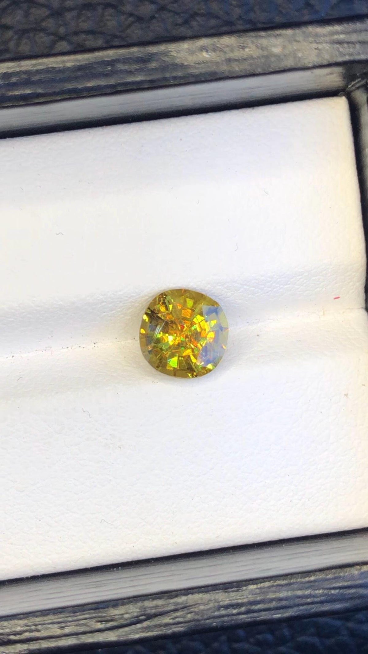 Natural Fire Sphene Gemstone: Round Faceted Titanite, 1.95 CT