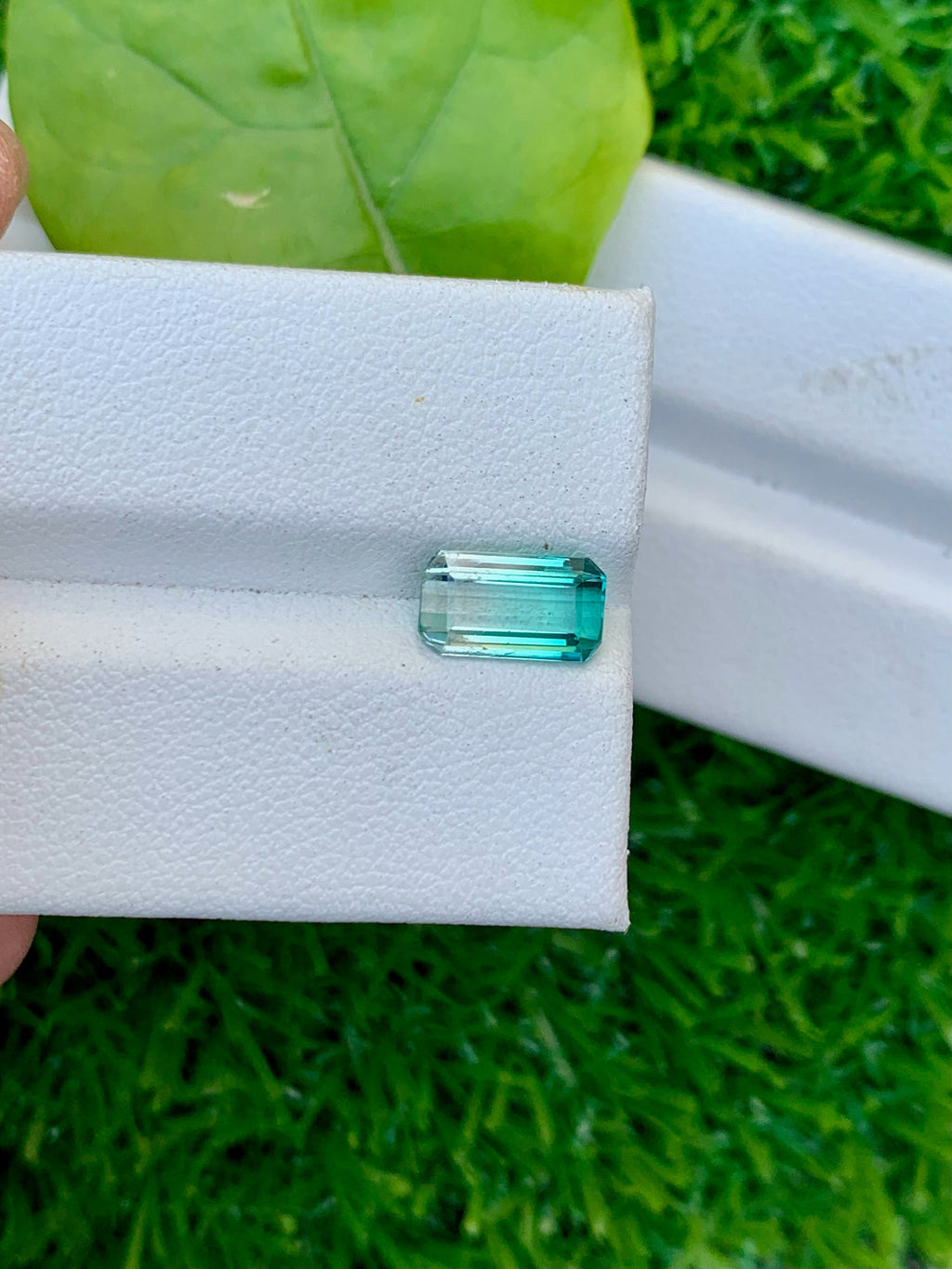 Bi-Color Tourmaline Gemstone: Emerald Cut, Blue/Green, Afghanistan (8.5x4x3 MM)