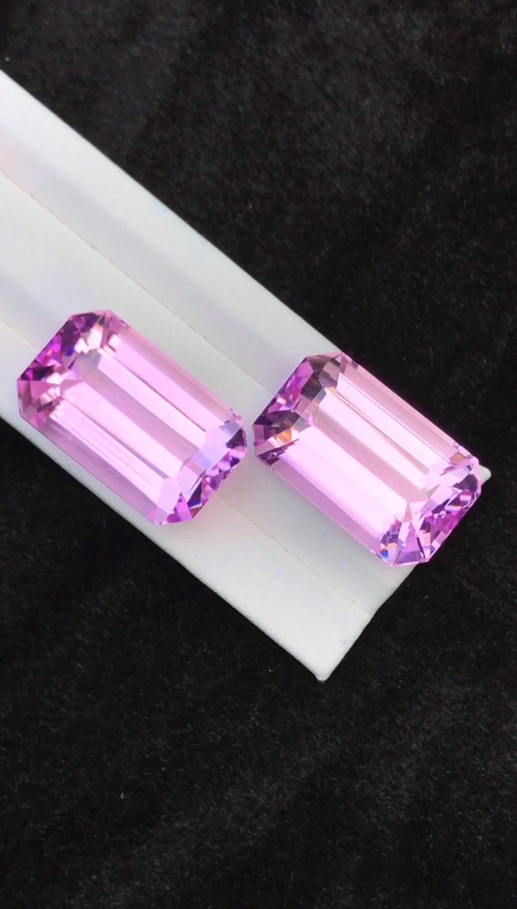 Pink Kunzite Pair 113.09 Carat Emerald Cut Matching Stones From Afghanistan