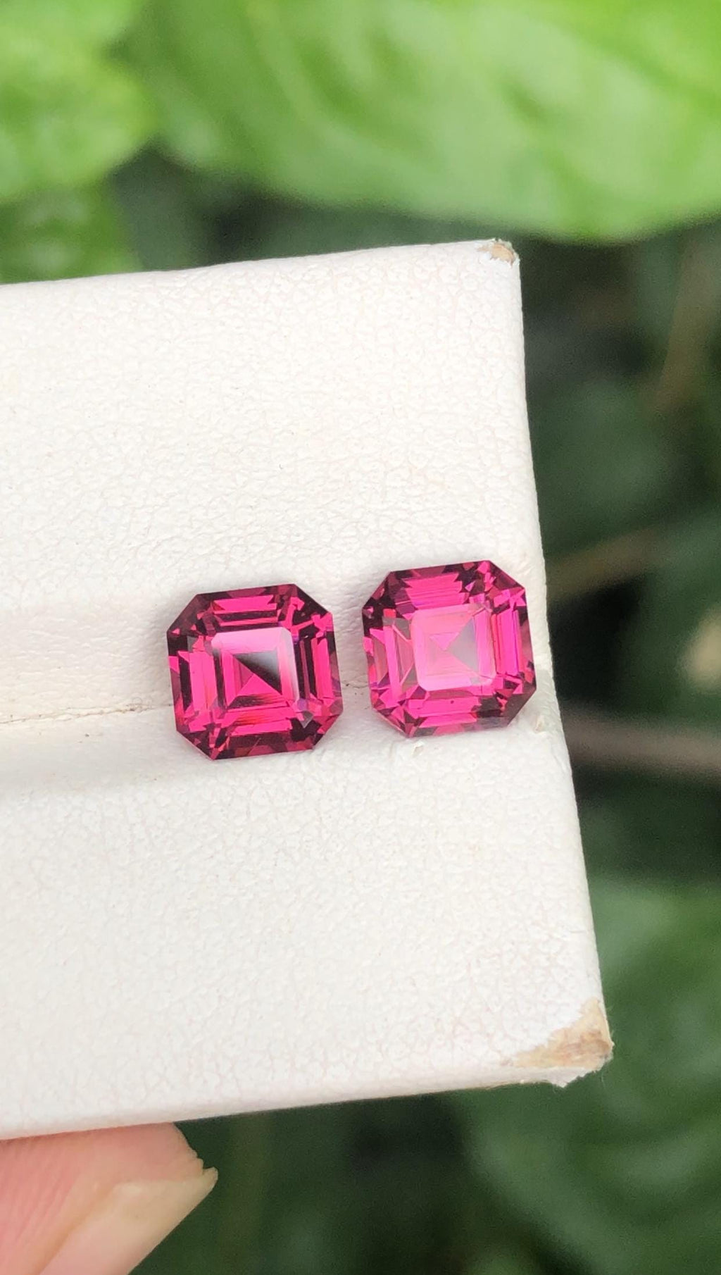 Malaya Garnet Pair 3.45ct Asscher Cut – Vibrant Peach-Pink Color