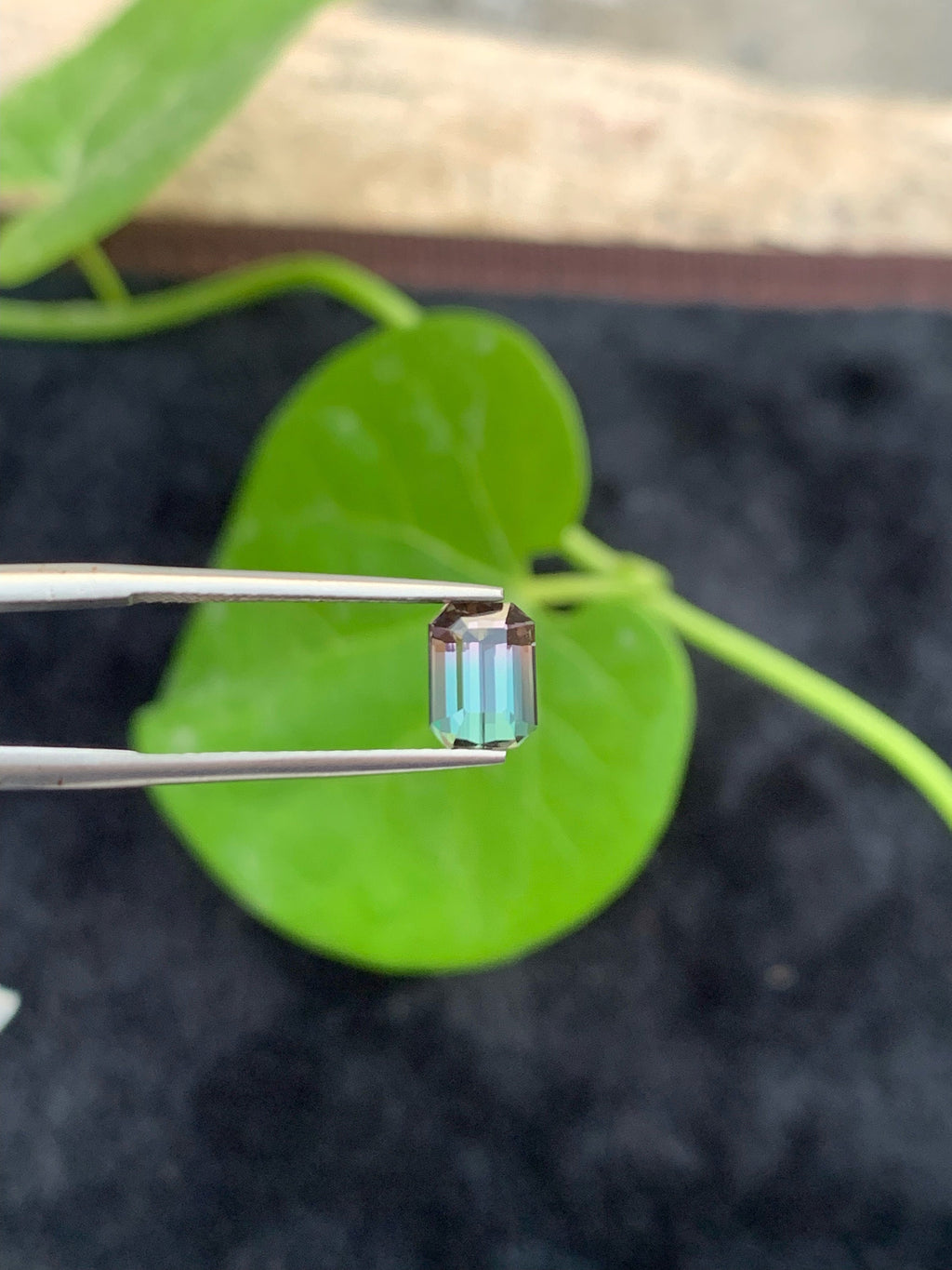 Bi-Color Tourmaline Loose Gemstone: Emerald Cut, 1.40 CT