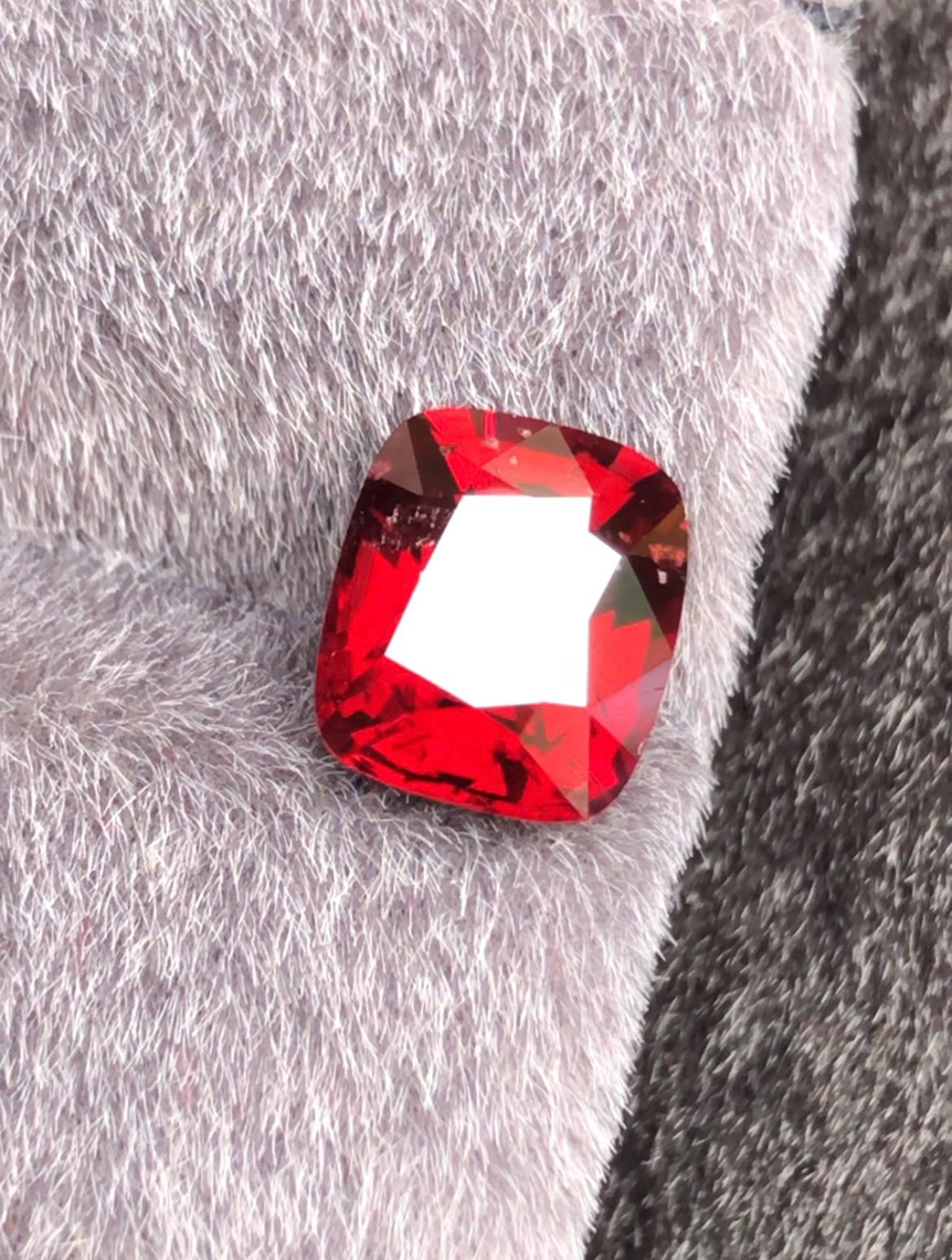 Vivid Red Spinel 3.03ct  Radiant Cushion Cut - Burma Gemstone Loose Stone
