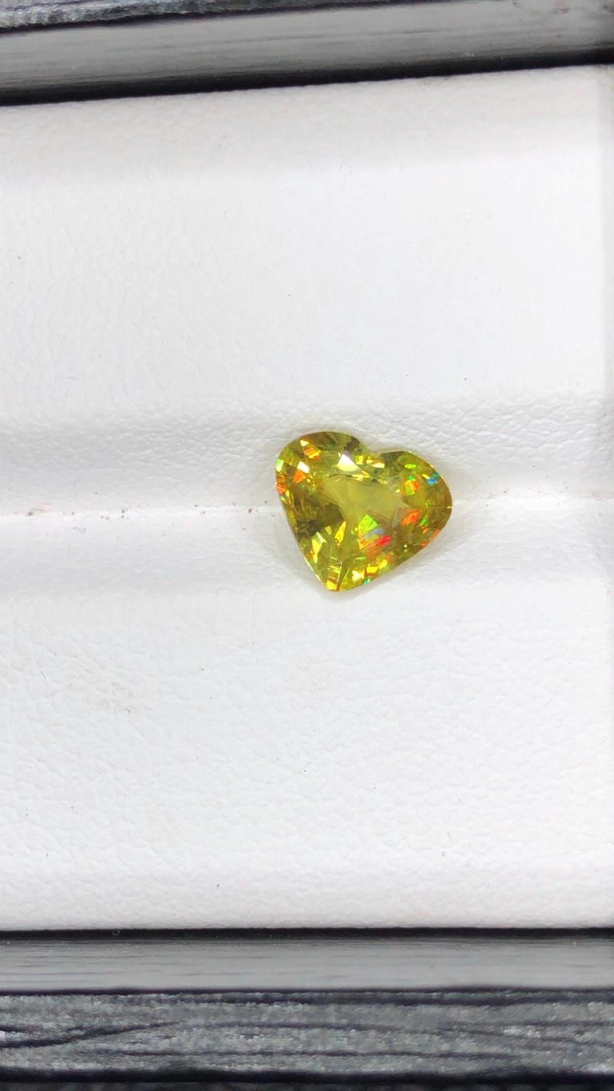 1.40 CT Heart Sphene Titanite Gemstone: Rare Faceted Yellow-Green Loose Gem