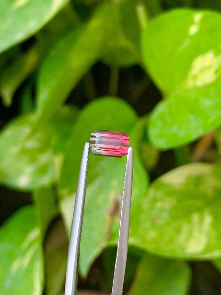 Emerald-Cut Bi-Color Tourmaline Gemstone: Pink Jewelry Stone, 1.15 CT