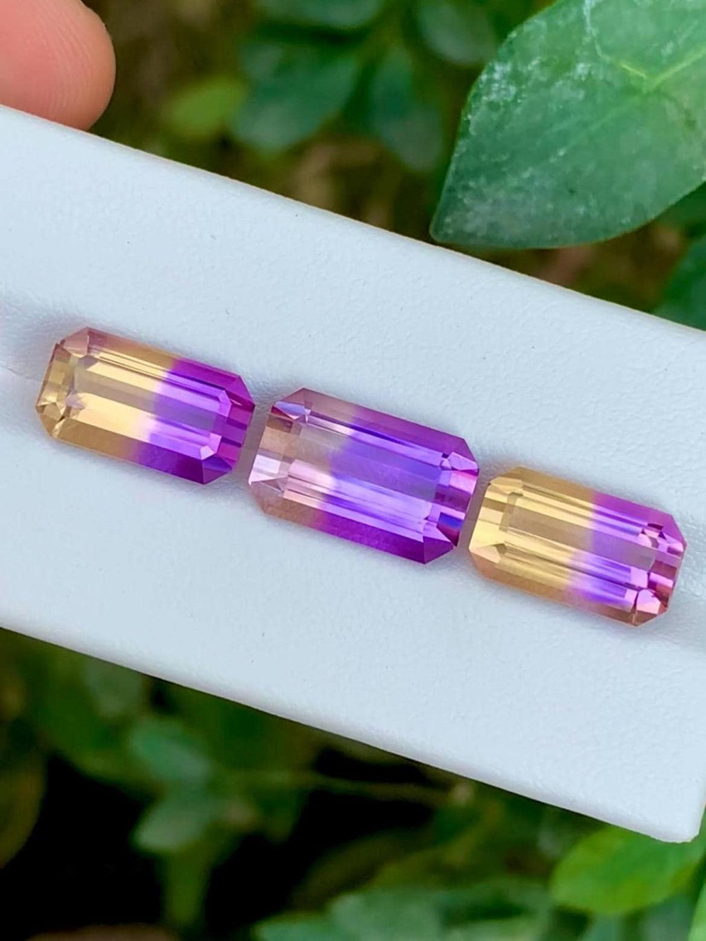 Ametrine 16.55ct Set • Matched Pair & Center Stone • Emerald Octagonal Cut Brazil
