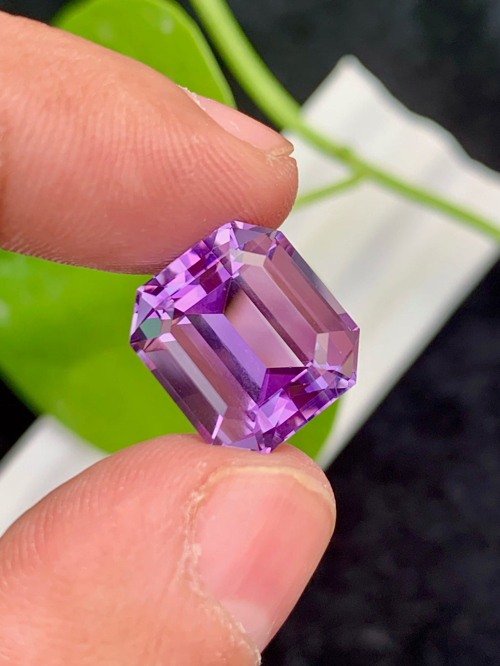 Emerald Cut Pink Purple Amethyst Gemstone, VVS Clarity, 11.75 CT